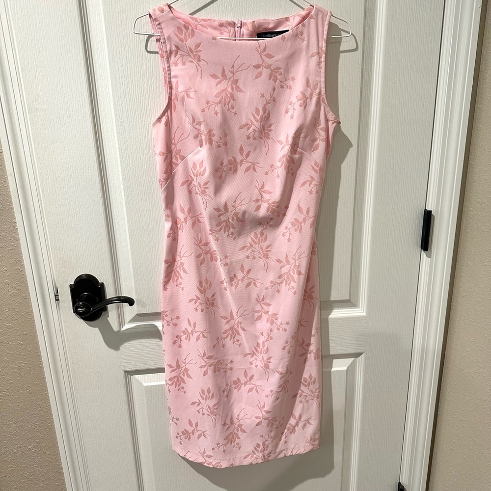 Jonathan Martin Vintage Pink Floral Print Sleeveless Sheath Dress Sz S